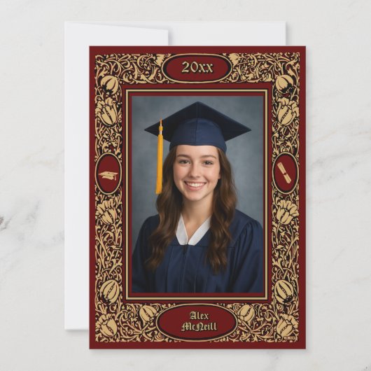 Victorian Era 1896 Art Nouveau Floral Graduation Aankondiging (Voorkant)