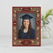 Victorian Era 1896 Art Nouveau Floral Graduation Aankondiging (Staand voorkant)