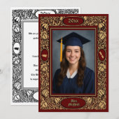 Victorian Era 1896 Art Nouveau Floral Graduation Aankondiging (Voorkant / Achterkant)