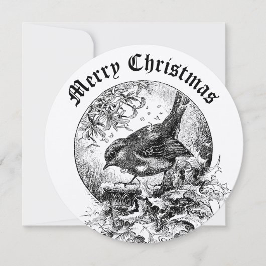 Victorian Era Bird In Holly & Mistletoe Christmas  Feestdagenkaart (Voorkant)