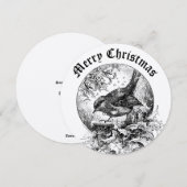 Victorian Era Bird In Holly & Mistletoe Christmas  Feestdagenkaart (Voorkant / Achterkant)