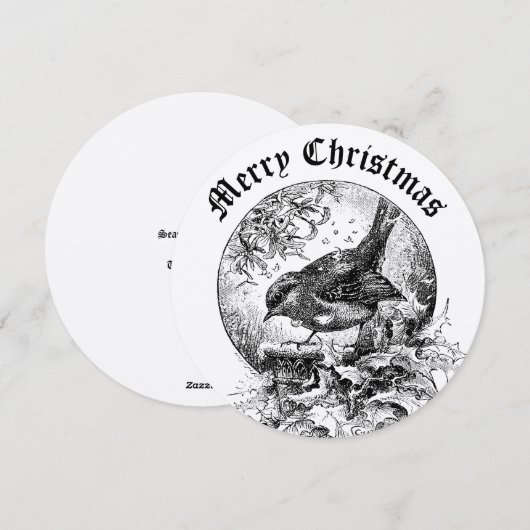 Victorian Era Bird In Holly & Mistletoe Christmas  Feestdagenkaart (Voorkant / Achterkant)