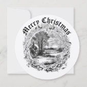 Victorian Era Christmas Winter Scene In Wreath Feestdagenkaart (Voorkant)