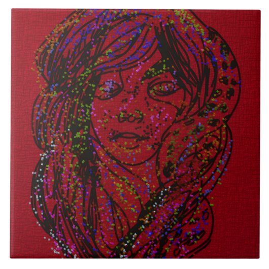 Victorian Era Dreamer Girl Ceramic Tile Tegeltje (Voorkant)