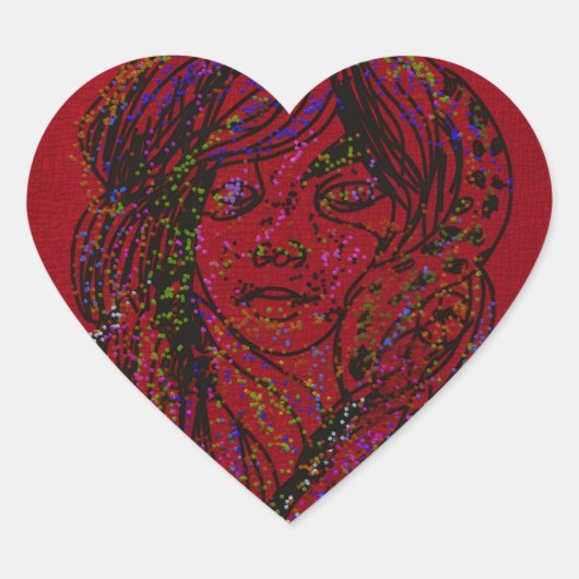 Victorian Era Dreamer Girl Heart Stickers (Voorkant)