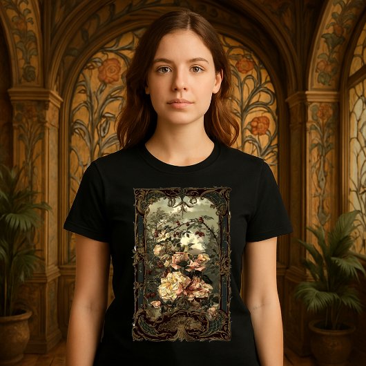Victorian Era Roses & Baroque Rococo Frame T-shirt