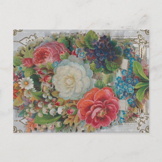 Victorian Era Valentine's Card, Floral Bouquet Briefkaart (Voorkant)