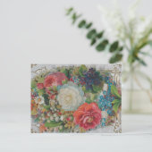 Victorian Era Valentine's Card, Floral Bouquet Briefkaart (Staand voorkant)