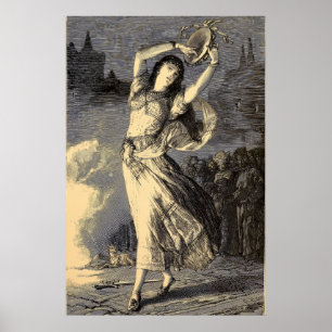 Victorian Era Zigeuner Tamboerijne Meisje Poster