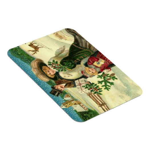 Victorian family in the snow Christmas scene Magneet (Rechterzijde)