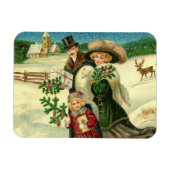 Victorian family in the snow Christmas scene Magneet (Horizontaal)