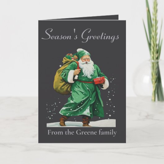 Victorian Father Christmas Wearing Green Robes Cut Kaart (Voorkant)