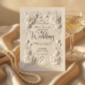 Victorian Faux Embossed Swan & Rose Wedding Kaart