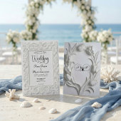 Victorian Filigree Frame Elegant White Wedding Kaart