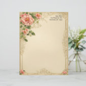 Victorian Floral and Frame Stationery Paper Briefhoofd (Staand voorkant)