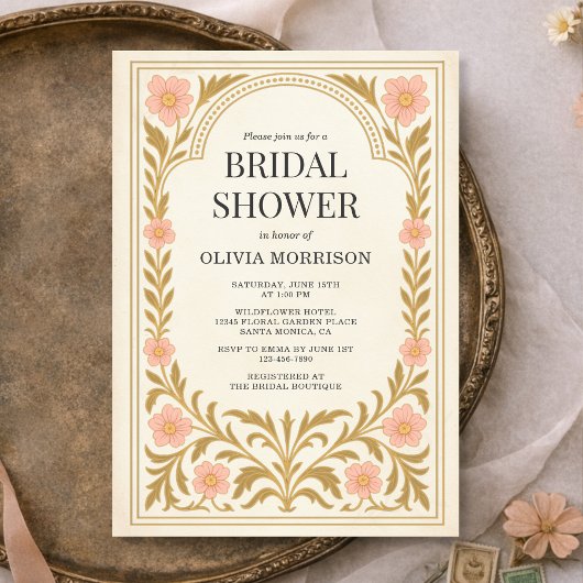 Victorian Floral Art Nouveau Bridal Shower Kaart