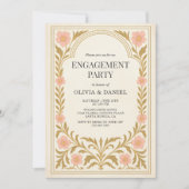 Victorian Floral Art Nouveau Engagement Party Kaart (Voorkant)