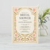 Victorian Floral Art Nouveau QR Code Bridal Shower Kaart (Staand voorkant)
