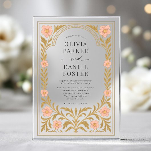Victorian Floral Art Nouveau Wedding Acryl Uitnodigingen