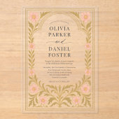 Victorian Floral Art Nouveau Wedding Acryl Uitnodigingen (Voorkant)