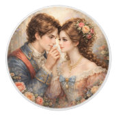 Victorian Floral Couple Romantic Antique Style Keramische Knop (Voorkant)