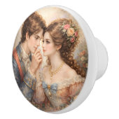 Victorian Floral Couple Romantic Antique Style Keramische Knop (Rechts)