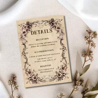 Victorian Floral Frame Wedding Details Informatiekaartje