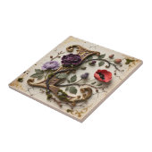 Victorian Floral Gold Letter L Monogram Tegeltje (Zijkant)