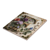 Victorian Floral Patina Letter F Monogram Tegeltje (Zijkant)