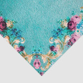 Victorian floral rose flowers elegant  teal purple tissuepapier (Detail)