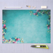 Victorian floral rose flowers elegant  teal purple tissuepapier (Craft)