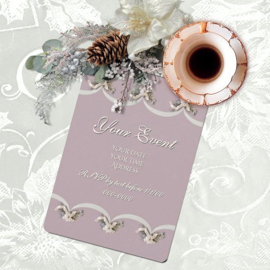 Victorian Floral Tapestry Invitation in Rose