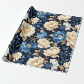 Victorian flowers blue Gift Bag Cadeaupapier (Uitgerold)