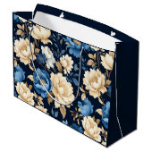 Victorian flowers blue Gift Bag Groot Cadeauzakje (Achterkant Gekanteld)