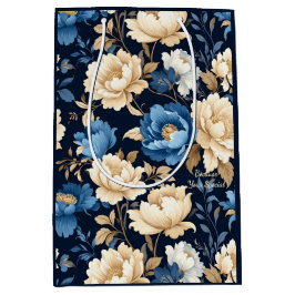 Victorian flowers blue Gift Bag Medium Cadeauzakje