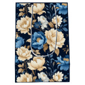 Victorian flowers blue Gift Bag Medium Cadeauzakje (Achterkant)