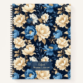 Victorian Flowers Blue Notitieboek