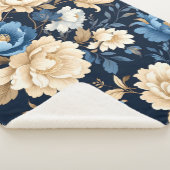 Victorian flowers Blue Sherpa Deken (3/4)