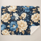 Victorian flowers Blue Sherpa Deken (Voorkant (horizontaal))