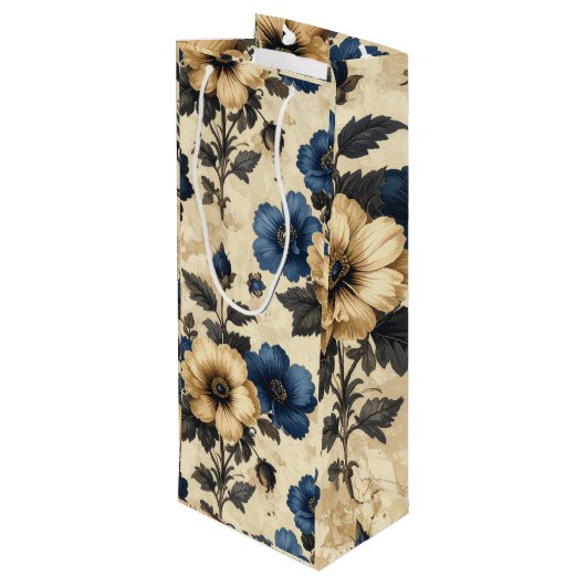 Victorian flowers Gift Bag Wijn Cadeautas (Achterkant Gekanteld)