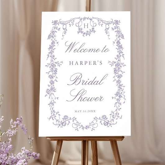 Victorian Franse Lavendel Bruidsdouche Welkom Poster