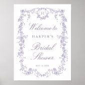 Victorian Franse Lavendel Bruidsdouche Welkom Poster (Voorkant)
