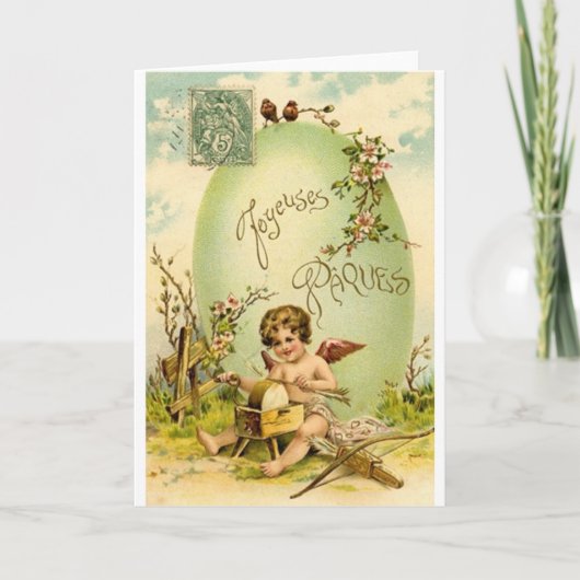 Victorian French Easter Joyeuse Pasen Card Feestdagen Kaart (Voorkant)