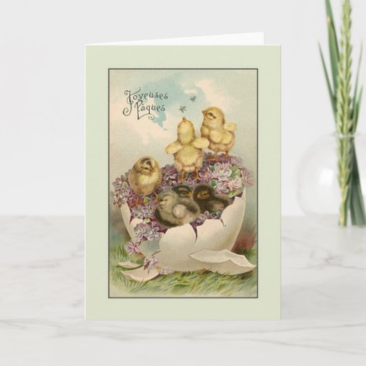 Victorian French Joyeuse Pasen Easter Card Feestdagen Kaart (Voorkant)