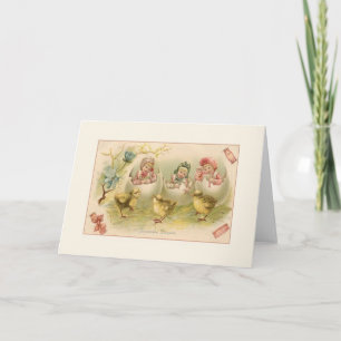 Victorian French Joyeuse Pasen Easter Card Feestdagen Kaart