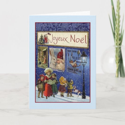 Victorian French Joyeux Noël Christmas Card Feestdagen Kaart (Voorkant)