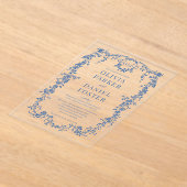 Victorian French Royal Blue Wedding Monogram Acryl Uitnodigingen (Laagn)
