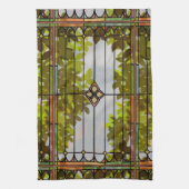 Victorian Garden Stained glass Window Curtain Theedoek (Verticaal)