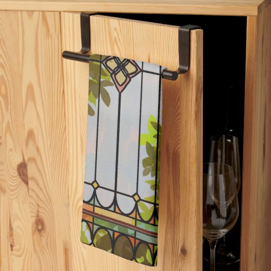 Victorian Garden Stained glass Window Curtain Theedoek (Derde Gevouwen)