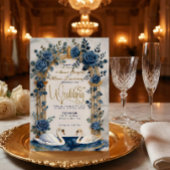 Victorian Garden Swan & Floral Arch Wedding Kaart